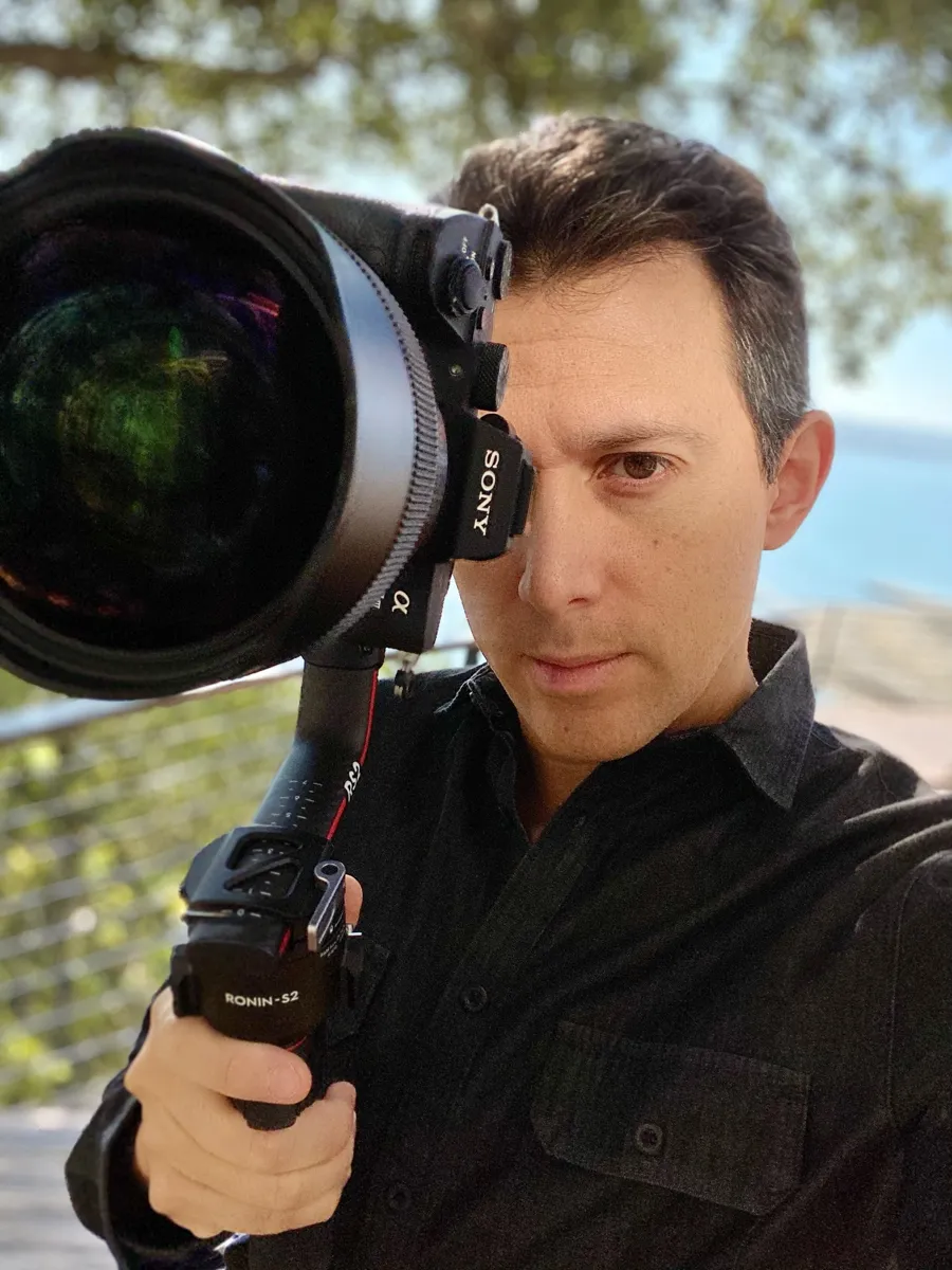 Jeff Zavala, director of photography, with a Sony A7S III on a DJI Ronin gimbal